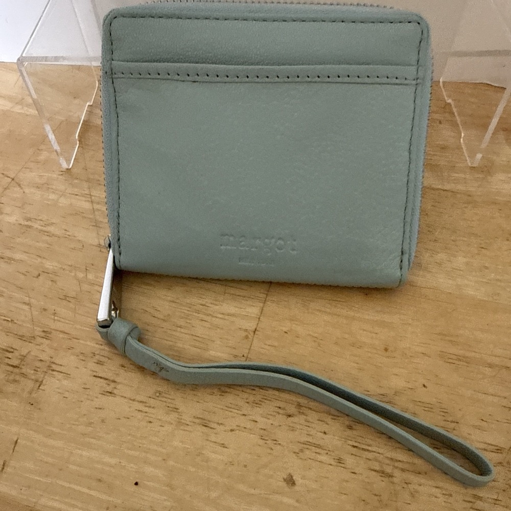 Margot New York Dana Small Zip Around Wallet Wristlet Blue Gray